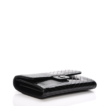 Chanel Patent Chevron Quilted Small Flap Wallet Black 4 of 9