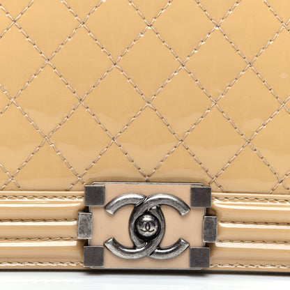 Chanel Patent Quilted Large Boy Flap Beige 10 of 11