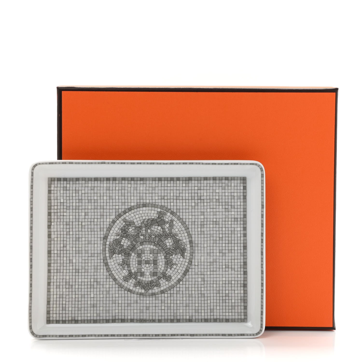 Hermes Porcelain Mosaique Au 24 Sushi Plate Platine 7 of 7