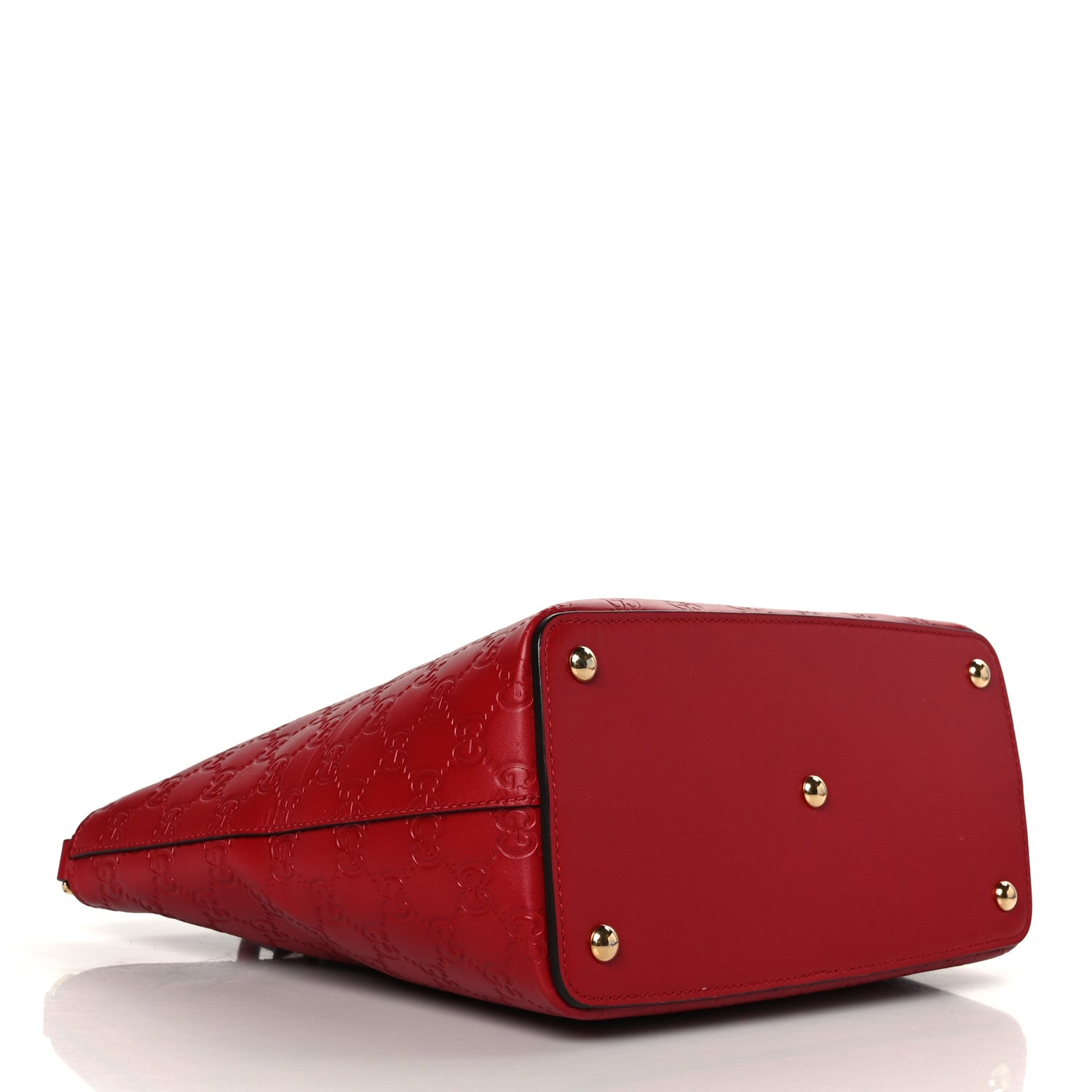 Gucci Guccissima Small Zippered Bucket Tote Hibiscus Red 4 of 9