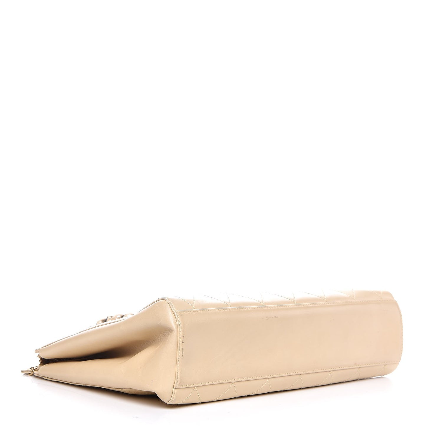 Lambskin Quilted Bekko Resin Shopper Tote Beige