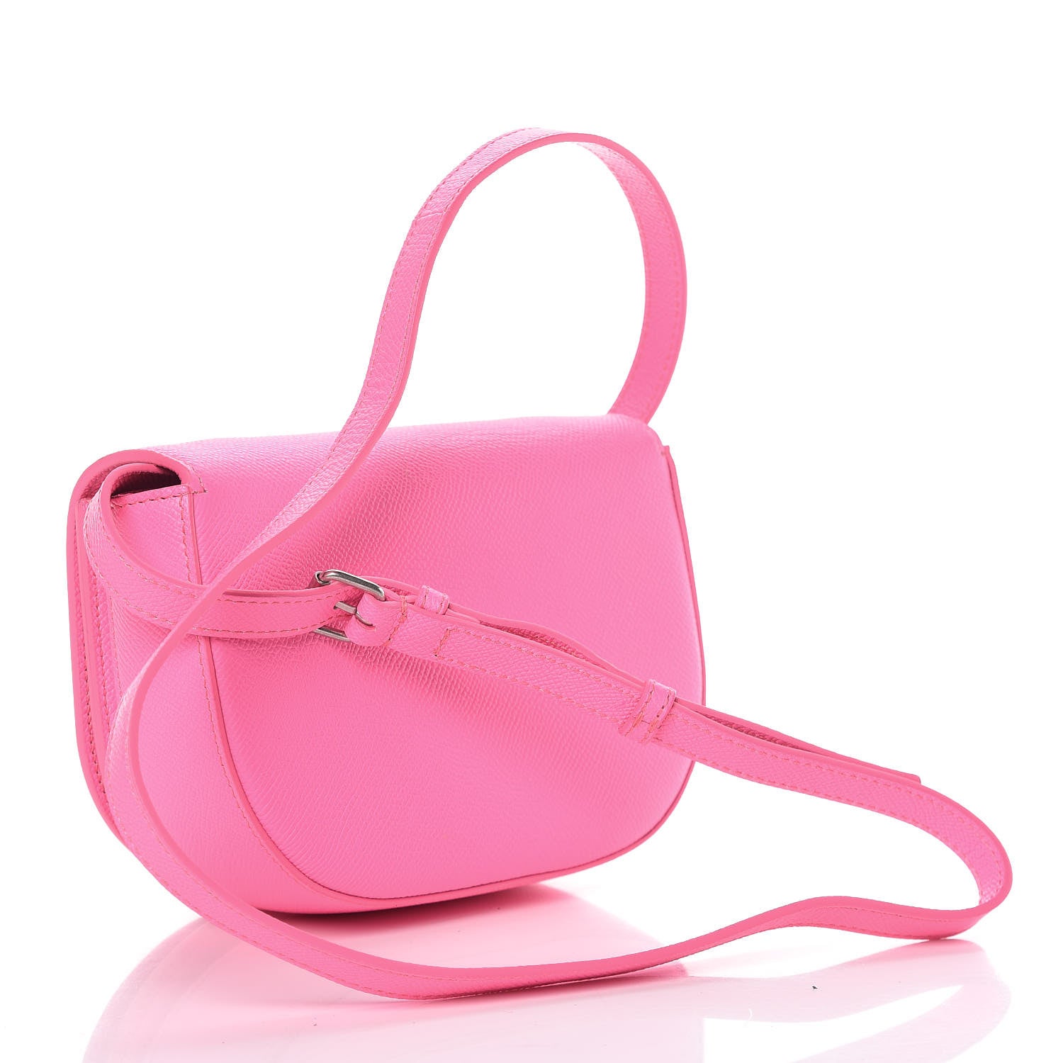 Balenciaga Signature Grained Calfskin Logo Ville Day Bag Acid Pink Black 3 of 9