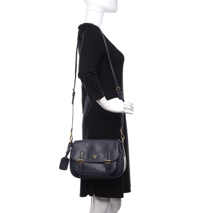 Prada Saffiano Lux Messenger Bag Baltico 2 of 16