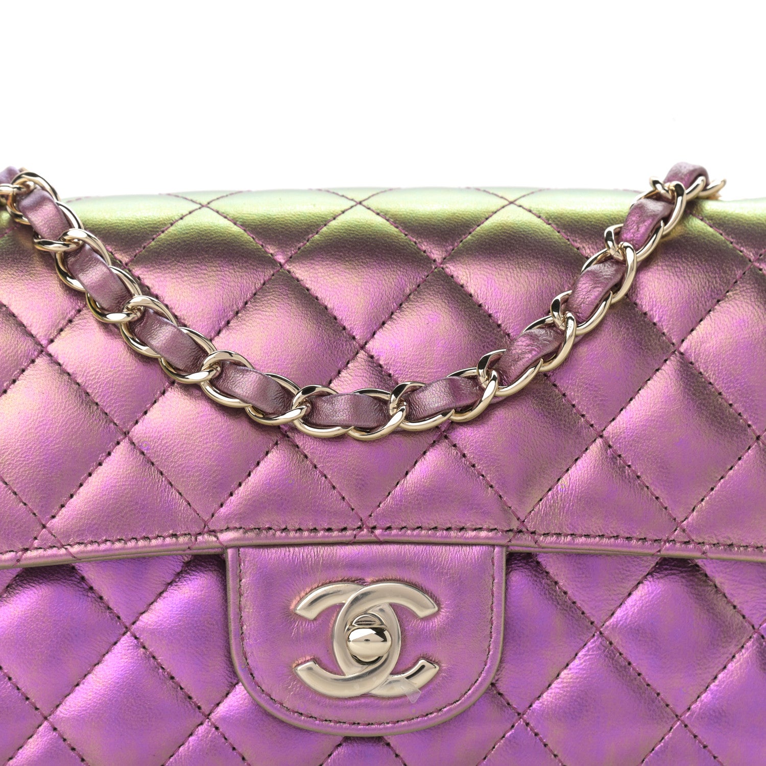 Chanel Iridescent Lambskin Quilted Mini Rectangular Flap Purple 8 of 11