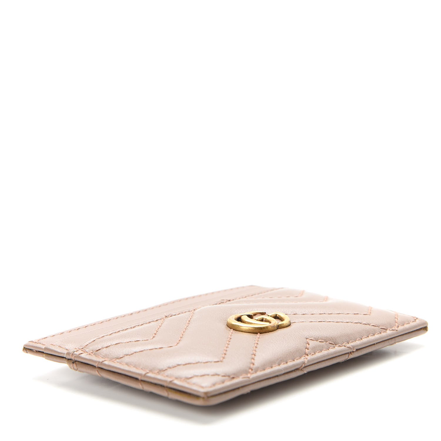 Gucci Calfskin Matelasse GG Marmont Card Holder Porcelain Rose 4 of 7