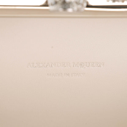 Alexander McQueen Nappa Silk Hand Appliqued Skull Box Clutch Ivory 5 of 6