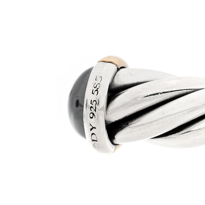 David Yurman Sterling Silver 14K Yellow Gold Hematite 6mm Cable Classic Cuff Bracelet 3 of 3