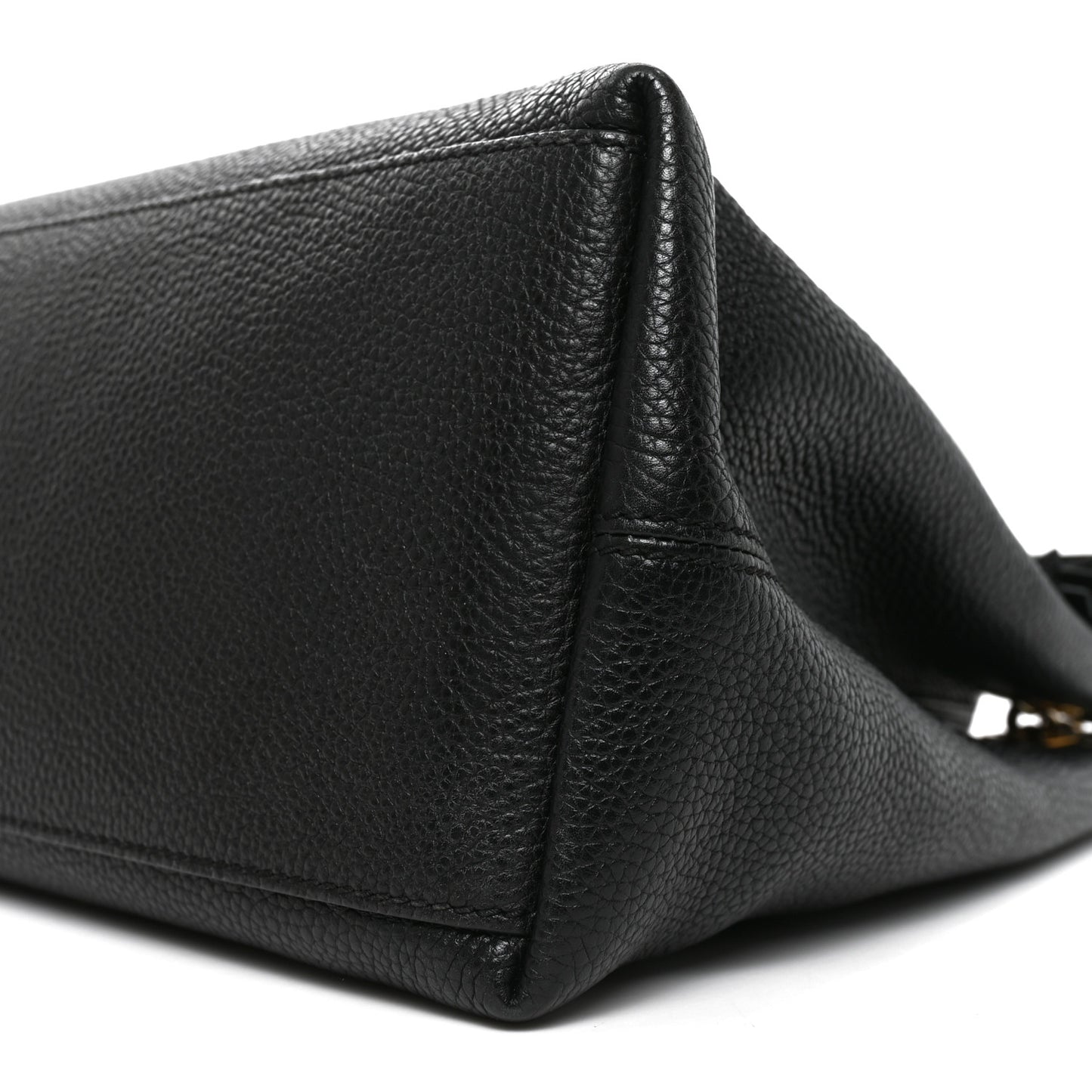 Pebbled Calfskin Medium Soho Chain Shoulder Bag Black