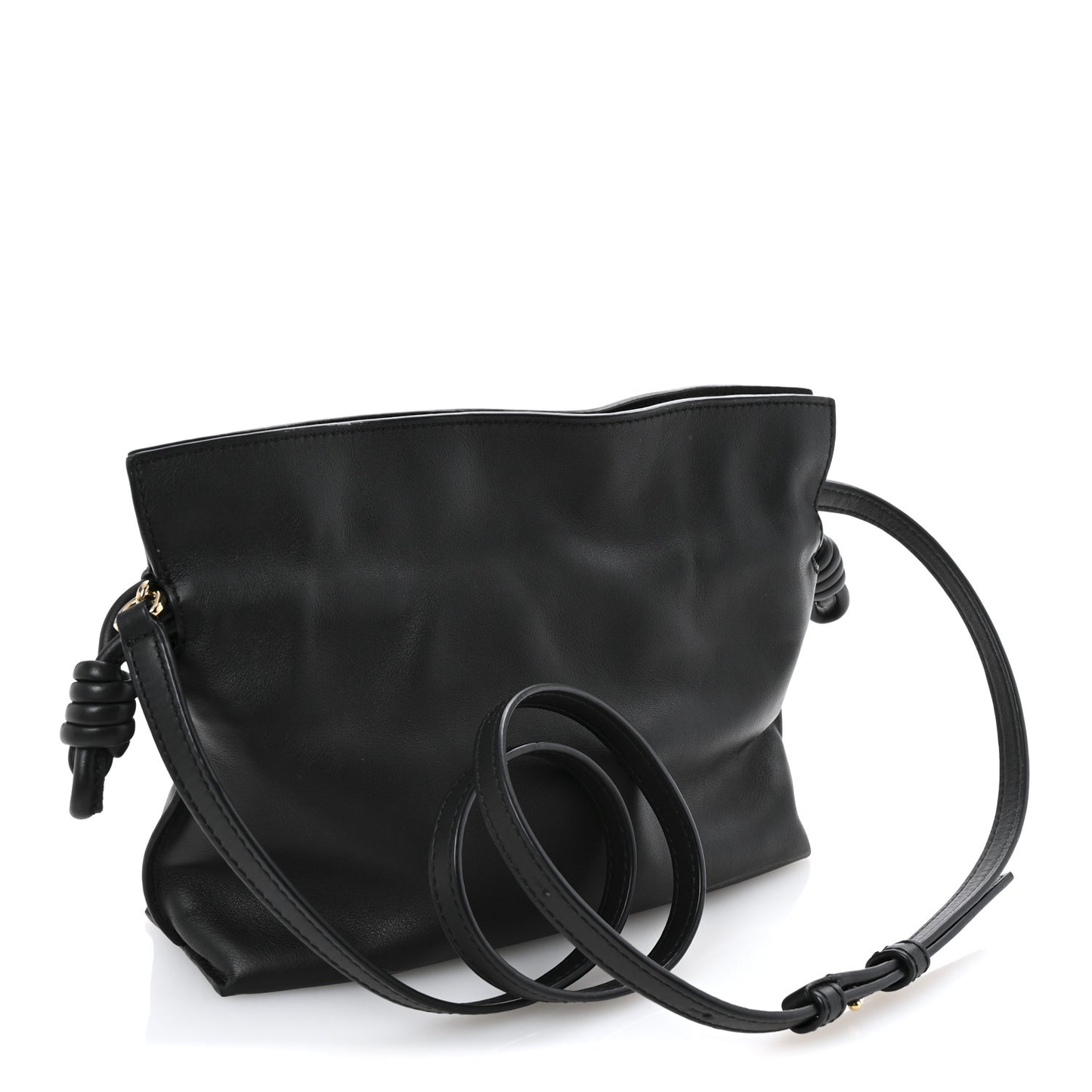 Calfskin Mini Flamenco Knot Clutch Black