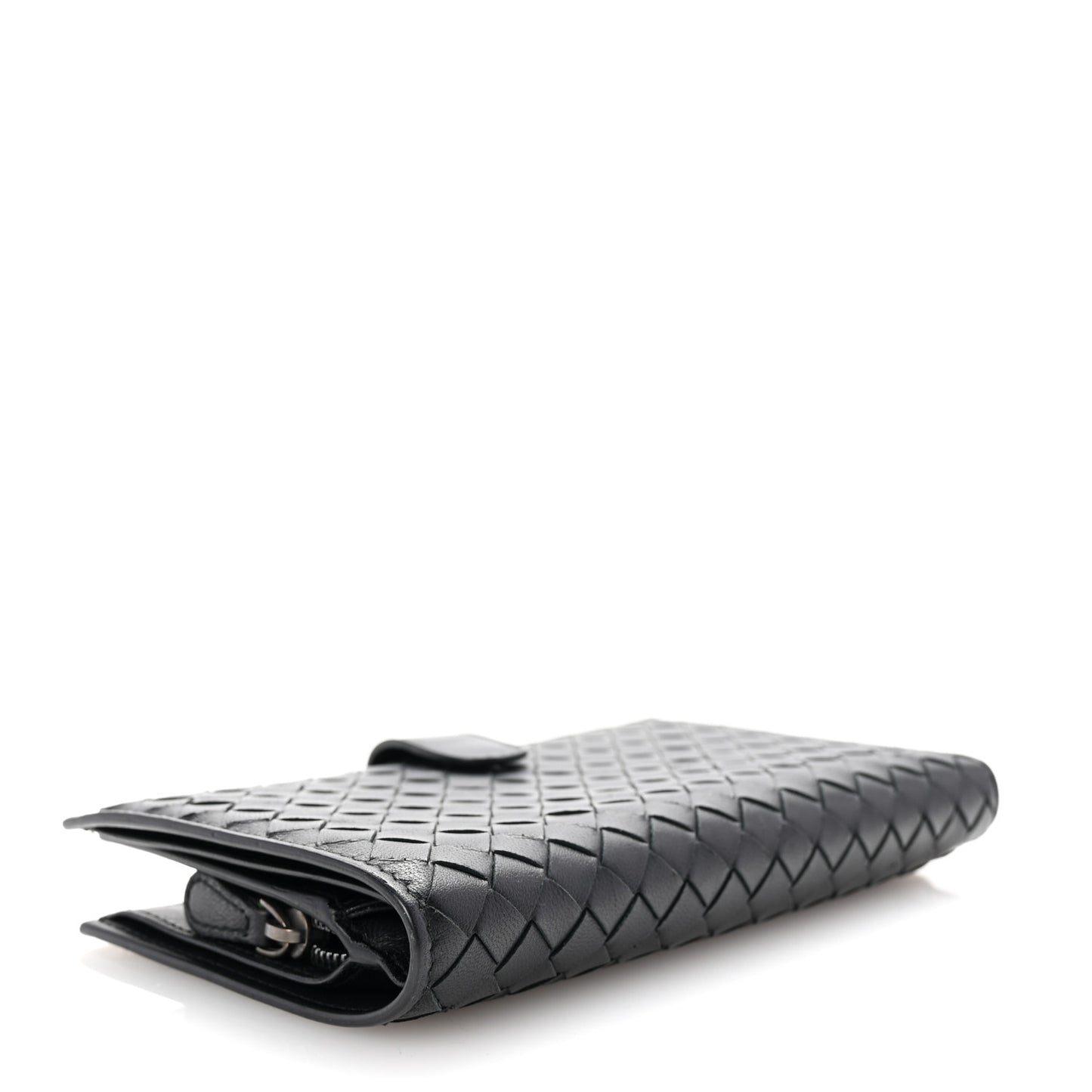 Nappa Intrecciato Continental Snap Wallet Black