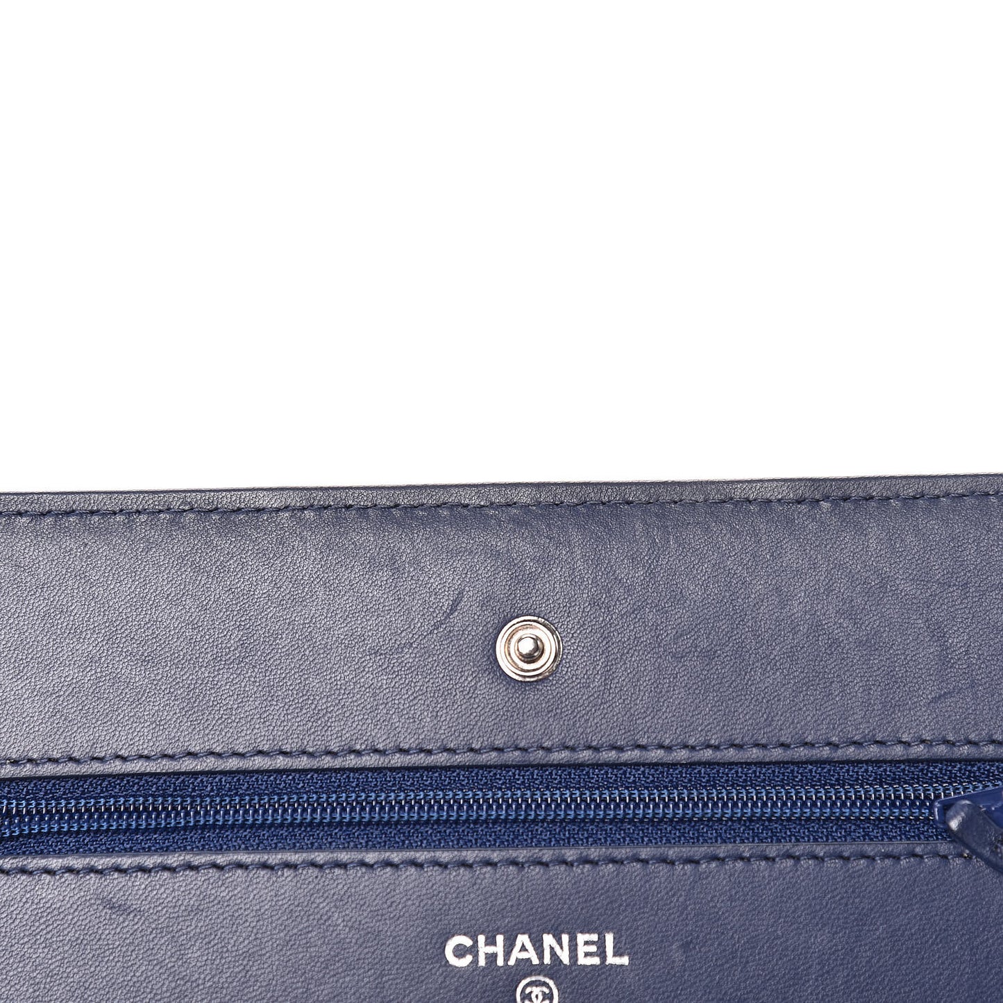 Lambskin Quilted Wallet On Chain WOC Navy Black