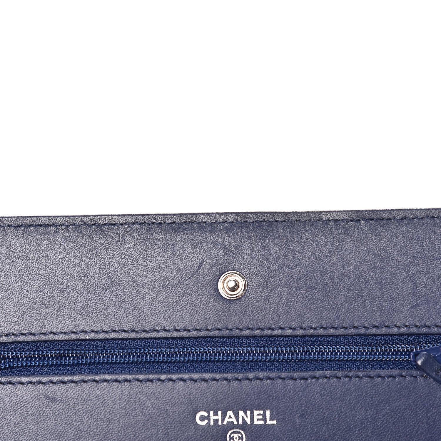 Chanel Lambskin Quilted Wallet On Chain WOC Navy Black 12 of 14