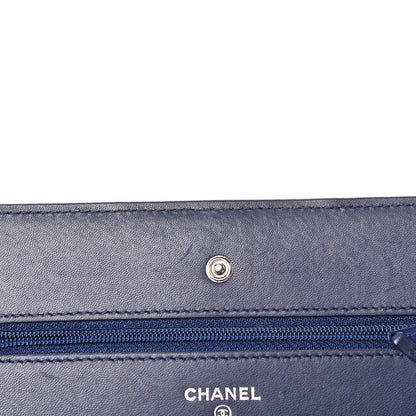 Chanel Lambskin Quilted Wallet On Chain WOC Navy Black 12 of 14