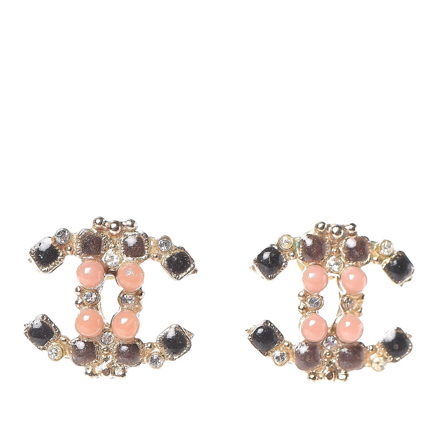 Crystal Gripoix CC Earrings Gold Multicolor