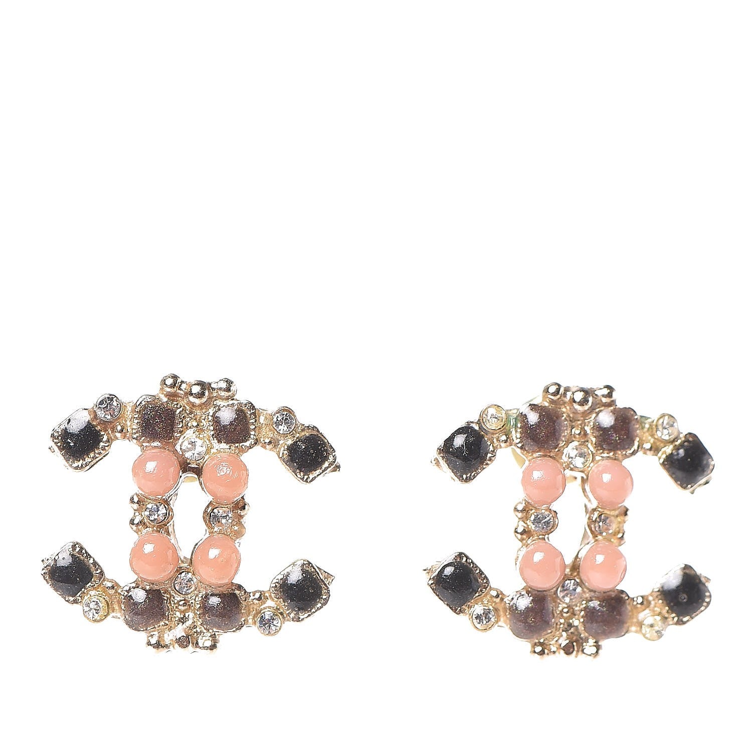Chanel Crystal Gripoix CC Earrings Gold Multicolor 1 of 5
