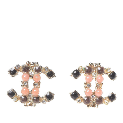 Chanel Crystal Gripoix CC Earrings Gold Multicolor 1 of 5