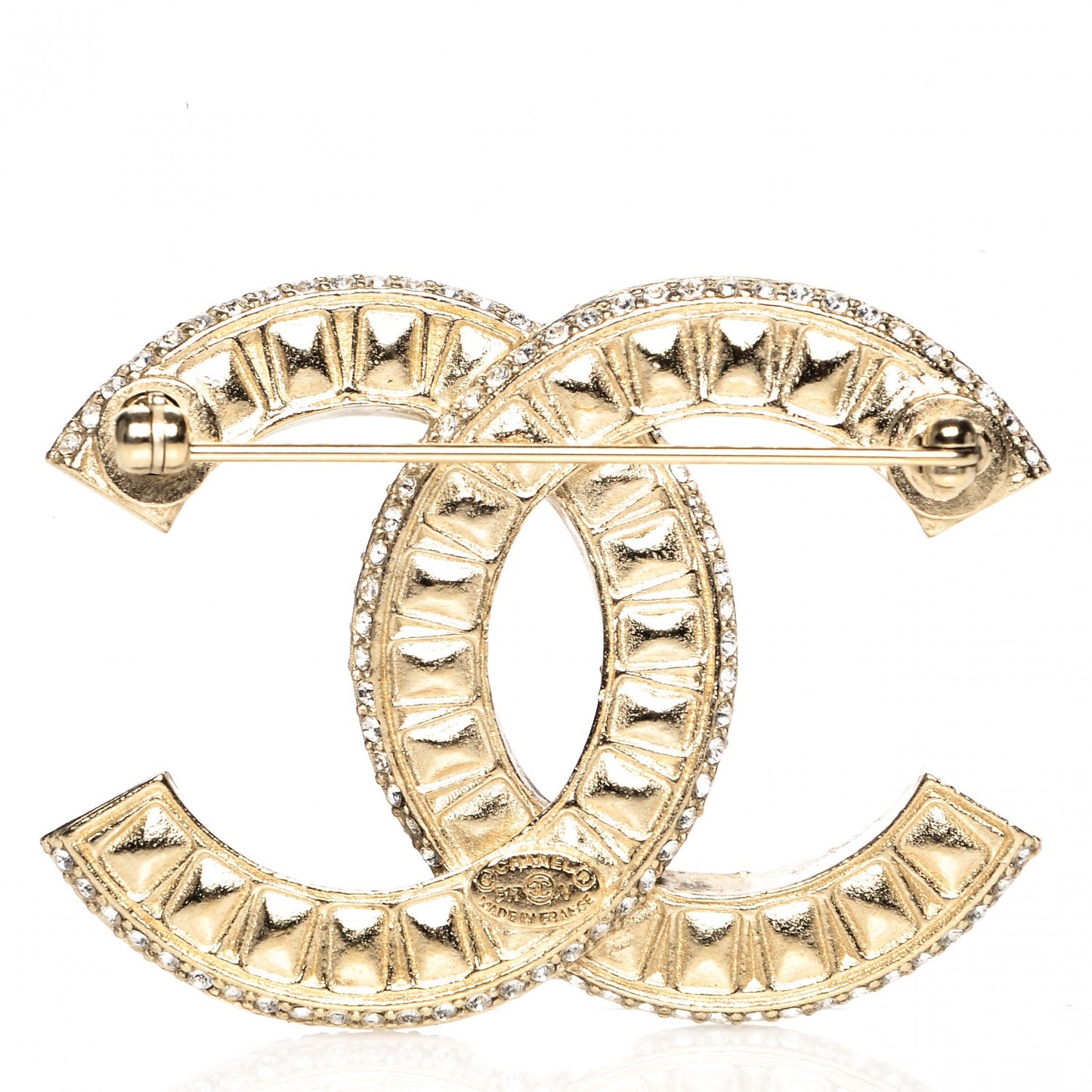 Baguette Crystal CC Brooch Light Gold