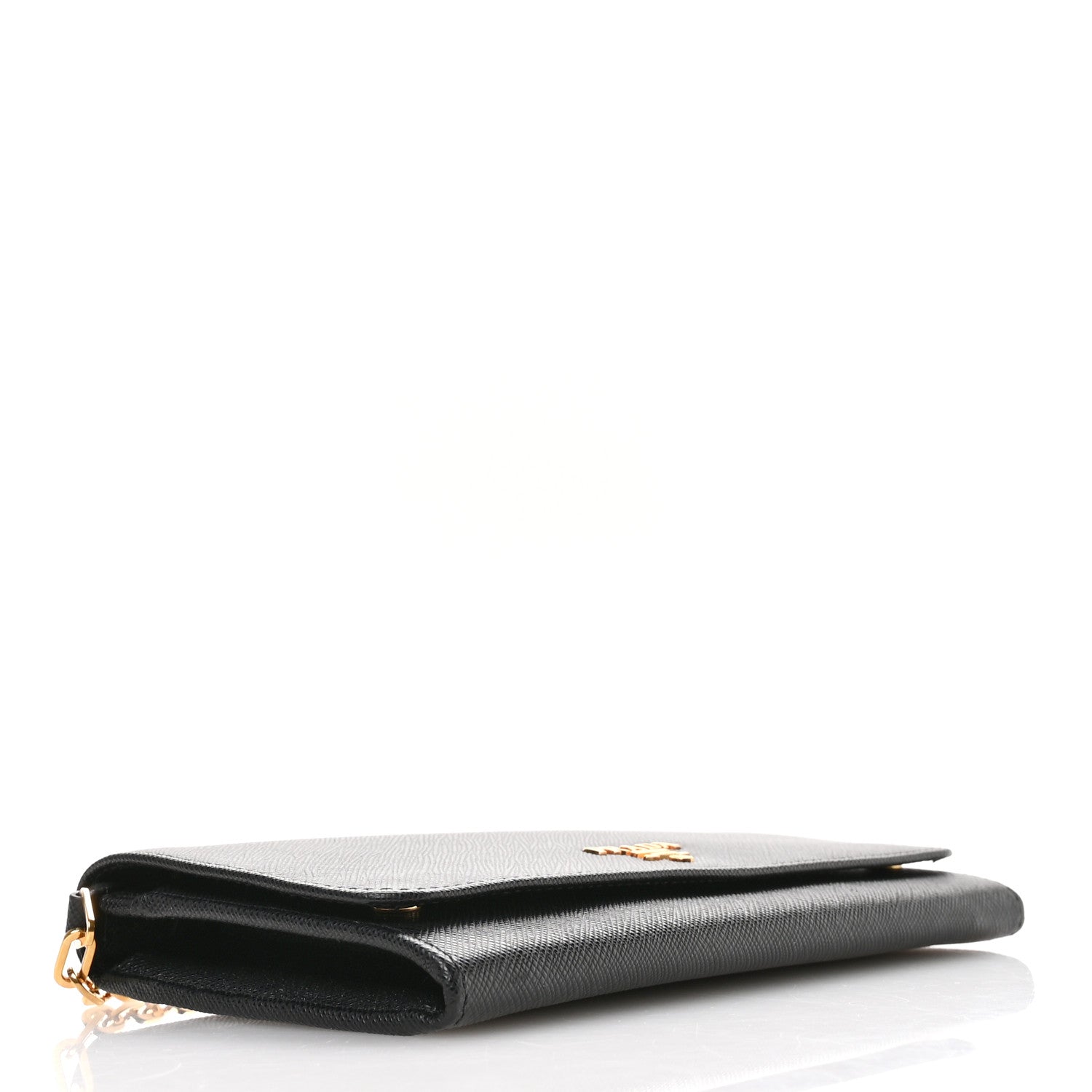 Prada Saffiano Metal Oro Chain Wallet Black 4 of 11