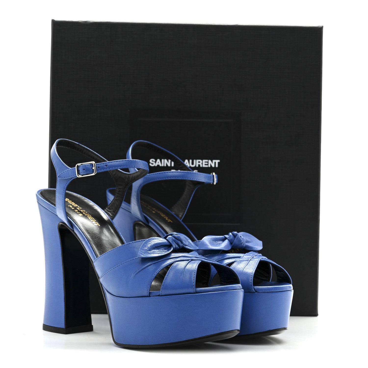 Saint Laurent Goatskin Candy 80 Platform Sandals 39.5 New Bleu 10 of 10