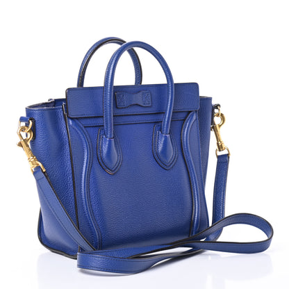 Celine Drummed Calfskin Nano Luggage Indigo 2 of 4