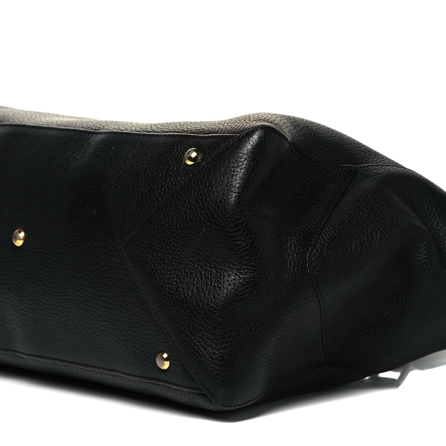 Grained Calfskin Studded Satchel Black