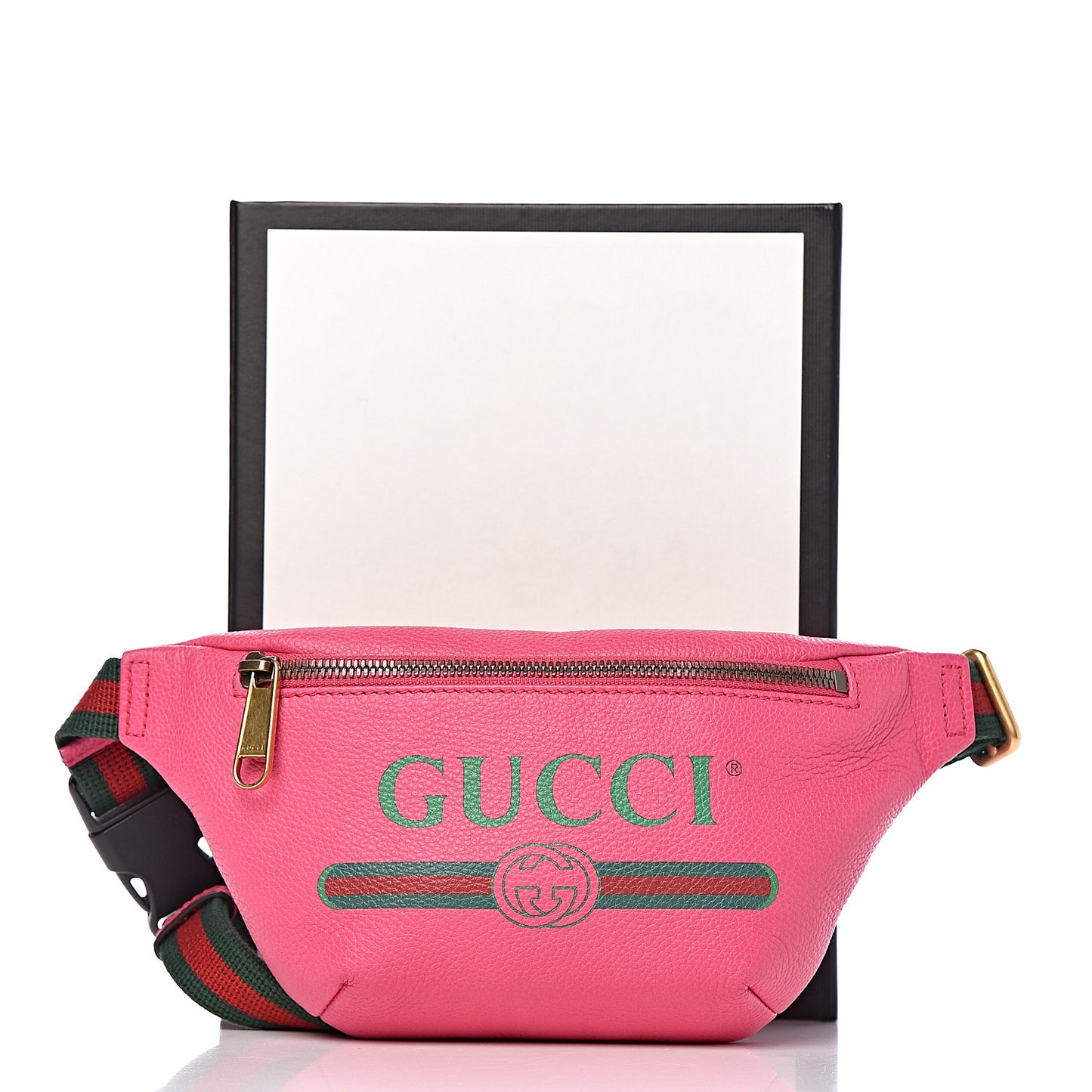 Grained Calfskin Small Logo Belt Bag Box Pink Green