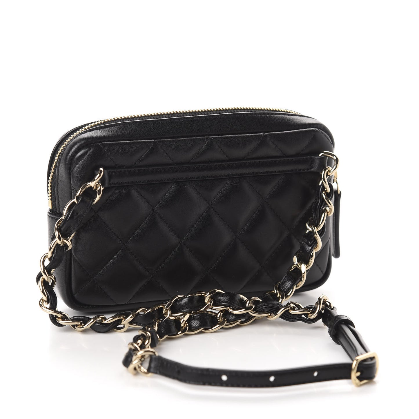 Lambskin Quilted Waist Bag Black
