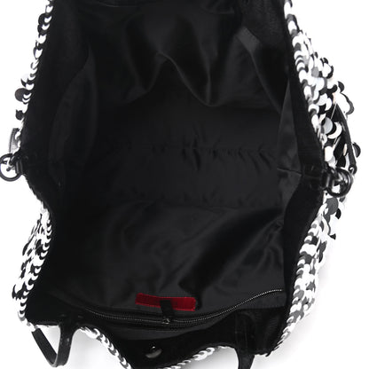 Valentino Garavani Sequin Ricamo Macro Paillettes Tote Black White 5 of 9