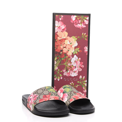 Gucci GG Supreme Monogram Blooms Slide Sandals 38 Beige Multicolor 7 of 7