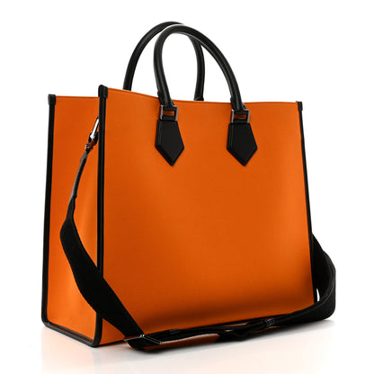 Dolce & Gabbana Canvas Calfskin Embroidered Logo Large Edge Shopper Tote Orange 3 of 9