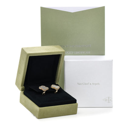 Van Cleef & Arpels 18K Yellow Gold Mother of Pearl Vintage Alhambra Earrings 6 of 6
