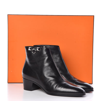 Hermes Goatskin Sixtine Ankle Boots 39 Black 10 of 10