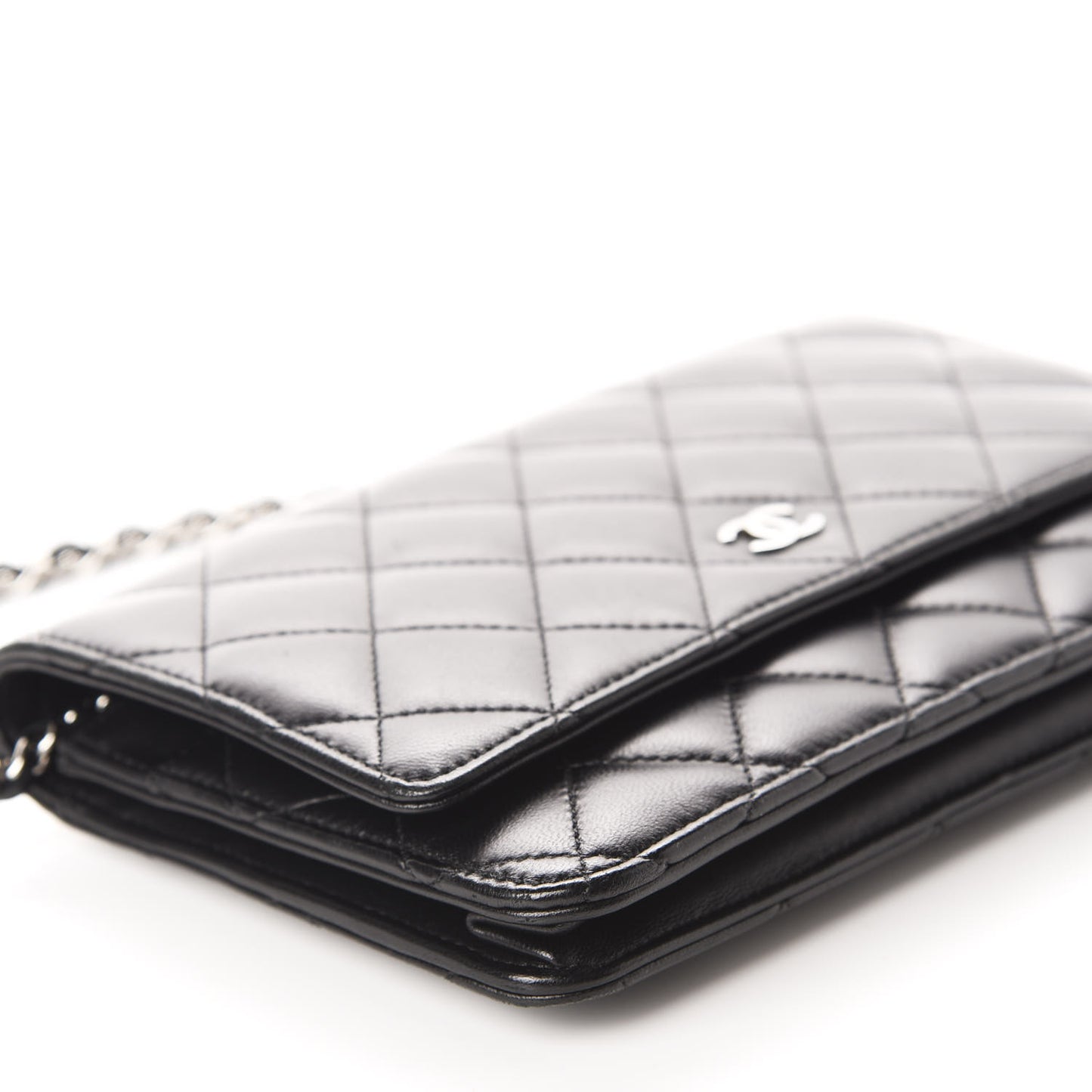 Lambskin Quilted Wallet On Chain WOC Black