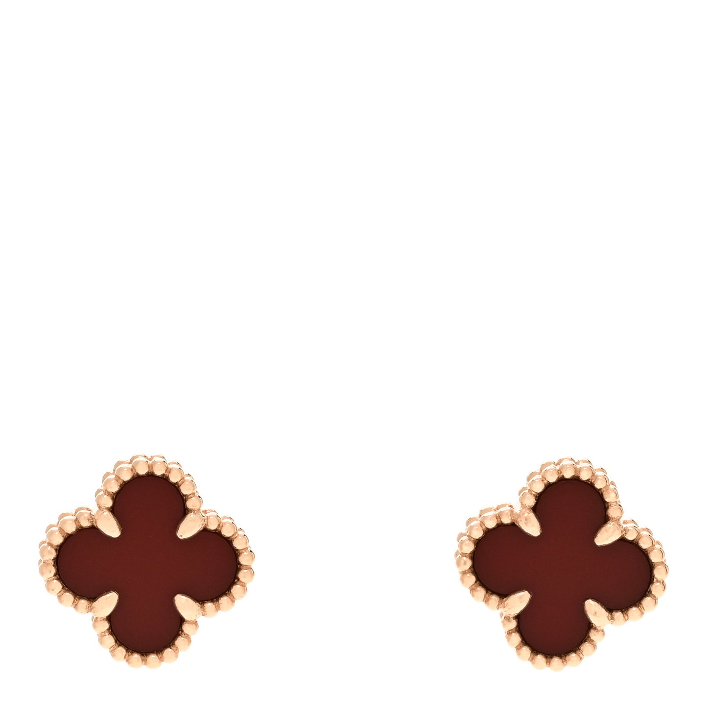 18K Rose Gold Carnelian Sweet Alhambra Earrings