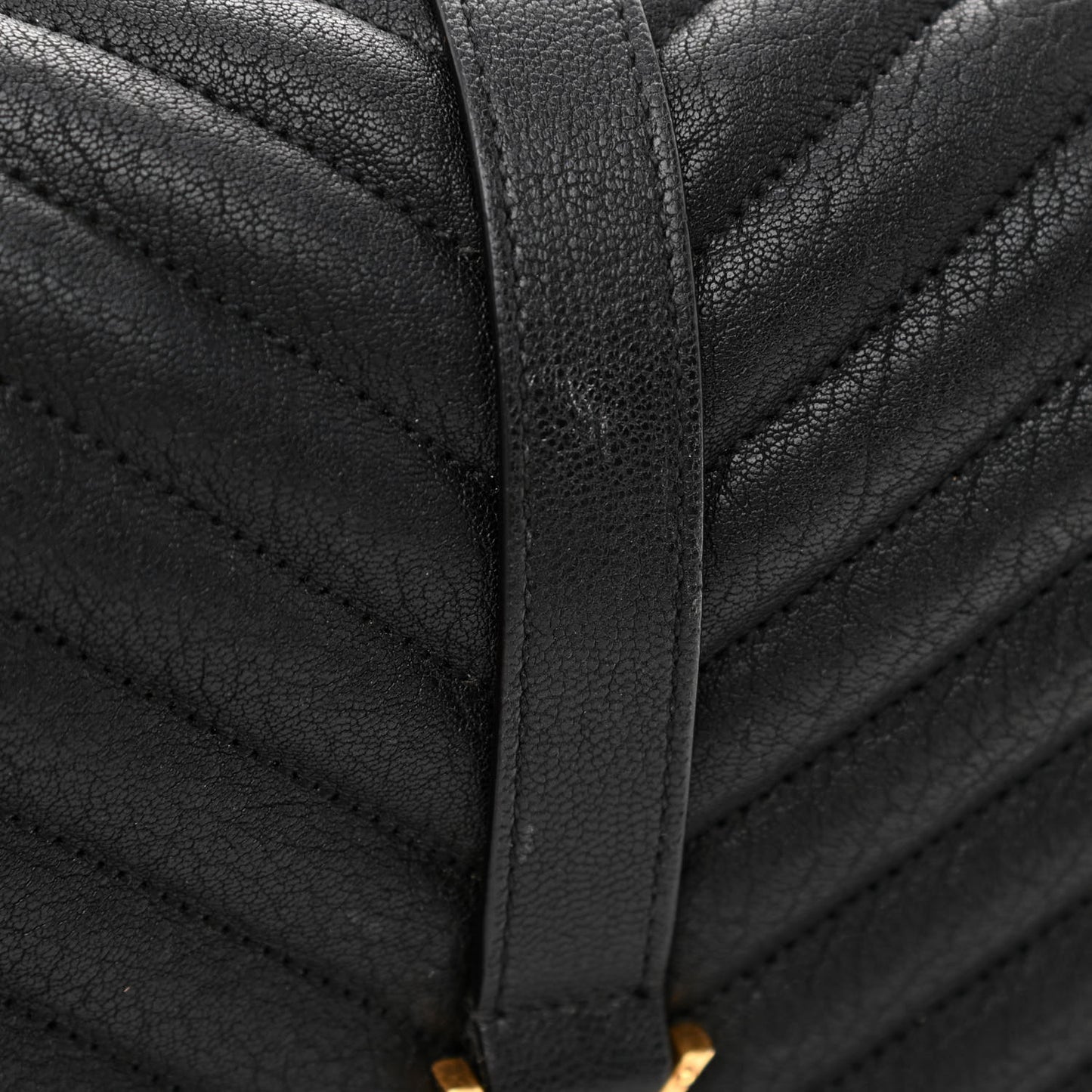 Sheepskin Matelasse Chevron Monogram Large College Satchel Black