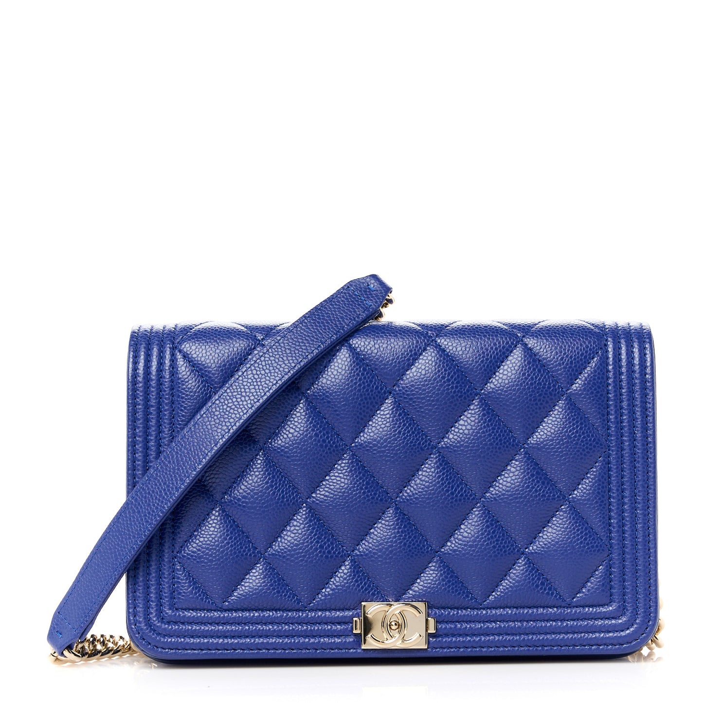 Caviar Quilted Boy Wallet On Chain WOC Blue