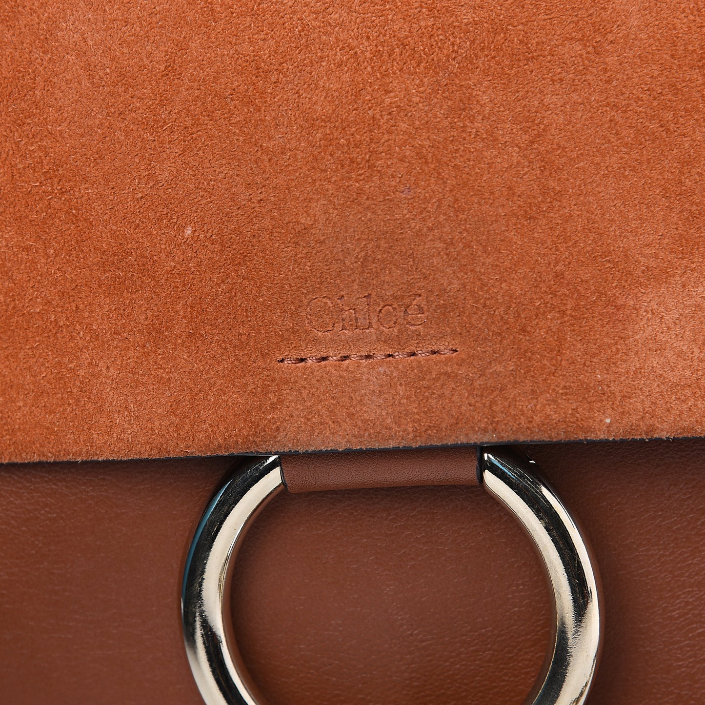 Suede Calfskin Small Faye Shoulder Bag Tobacco