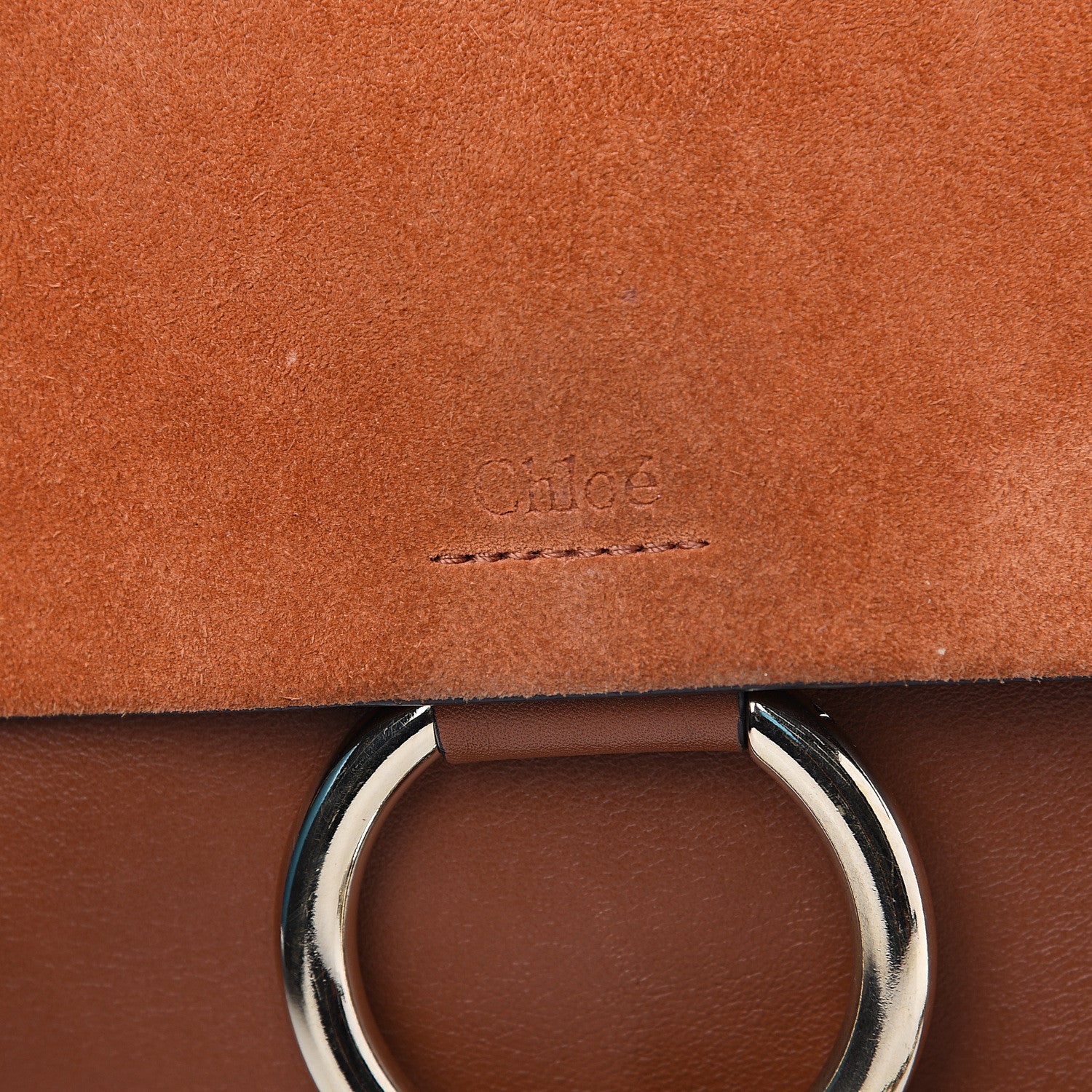 Chloe Suede Calfskin Small Faye Shoulder Bag Tobacco 11 of 13