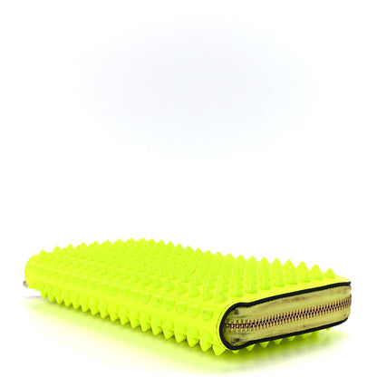 Christian Louboutin Patent Panettone Spiked Zip Around Wallet Neon Yellow 8 of 11