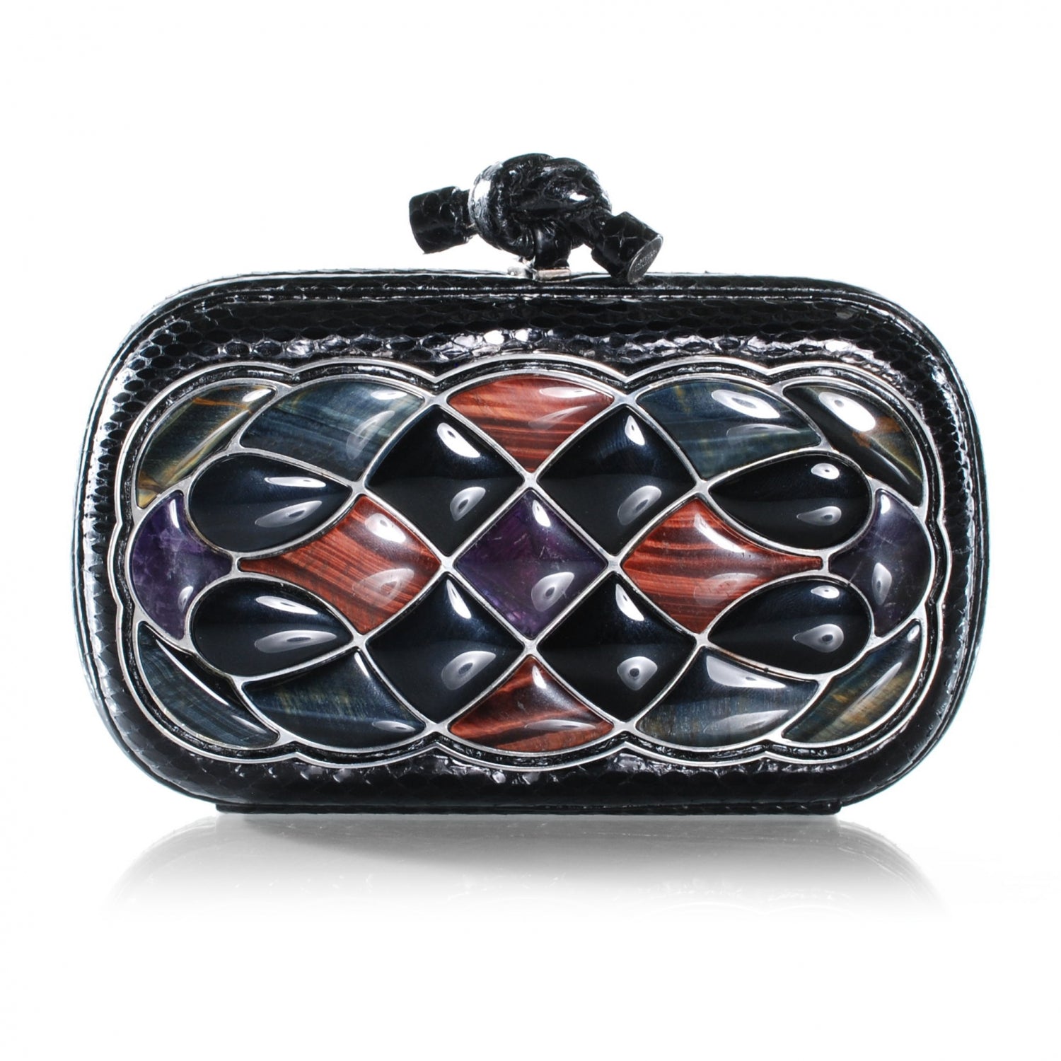 Bottega Veneta Multi Stone Python Knot Clutch 1 of 6