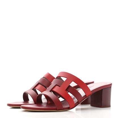 Hermes Calfskin Amica Sandals 38.5 Rouge Grenat Orange Solaire 3 of 10