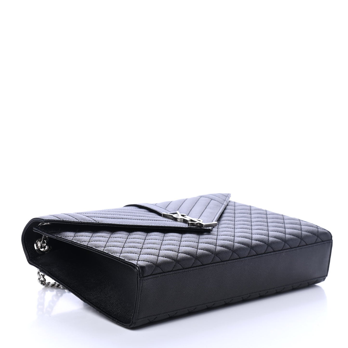 Grain De Poudre Textured Mixed Matelasse Large Triquilt Monogram Satchel Black