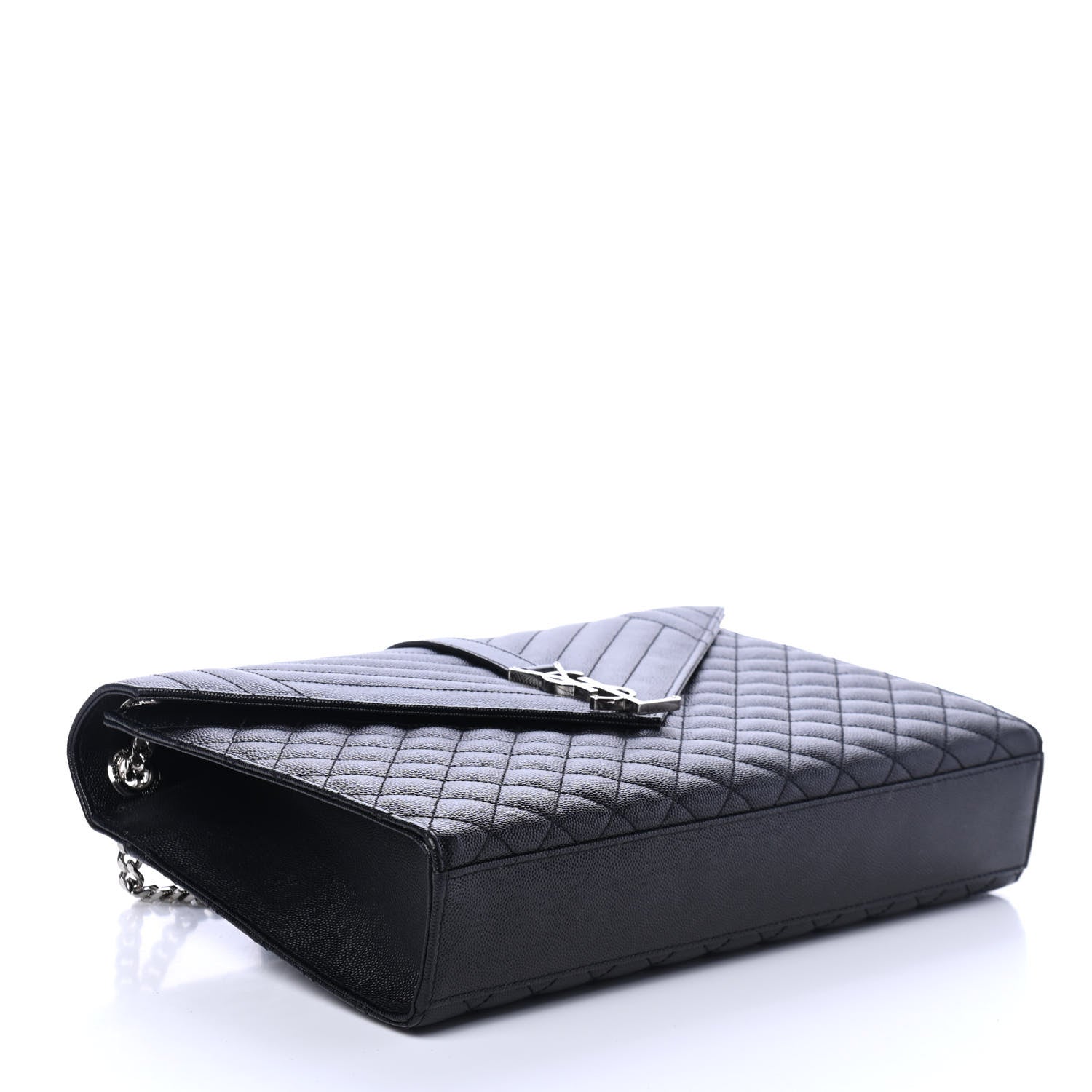 Saint Laurent Grain De Poudre Textured Mixed Matelasse Large Triquilt Monogram Satchel Black 3 of 4