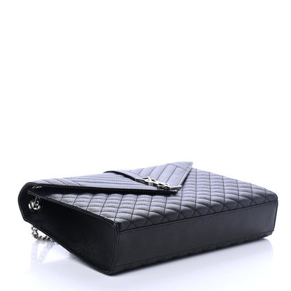 Saint Laurent Grain De Poudre Textured Mixed Matelasse Large Triquilt Monogram Satchel Black 3 of 4