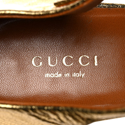 Gucci Metallic Calfskin Open Toe Ankle Strap Pumps 41 Gold 7 of 10