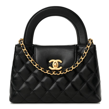 Chanel Shiny Aged Calfskin Quilted Nano Kelly Shopper Black 1 of 13