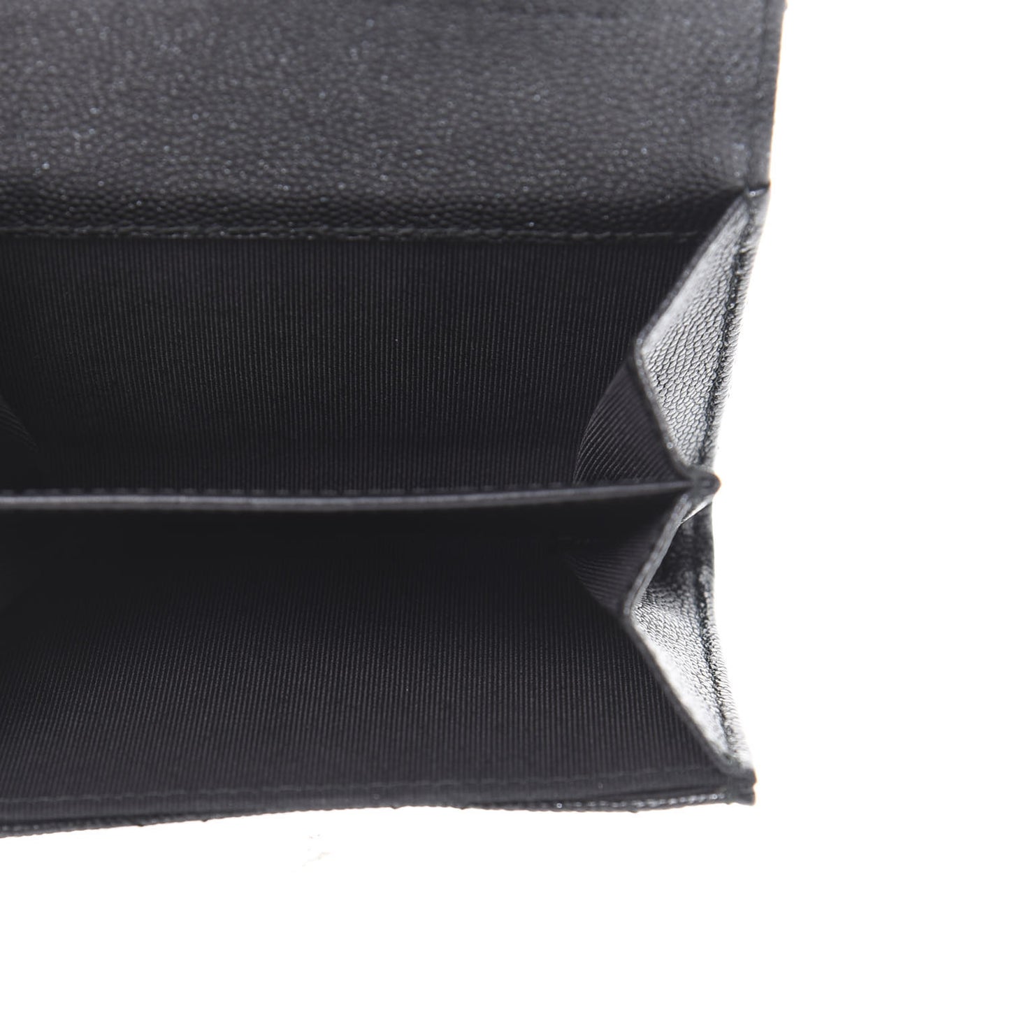 Iridescent Caviar Quilted Flap Card Holder Wallet Black