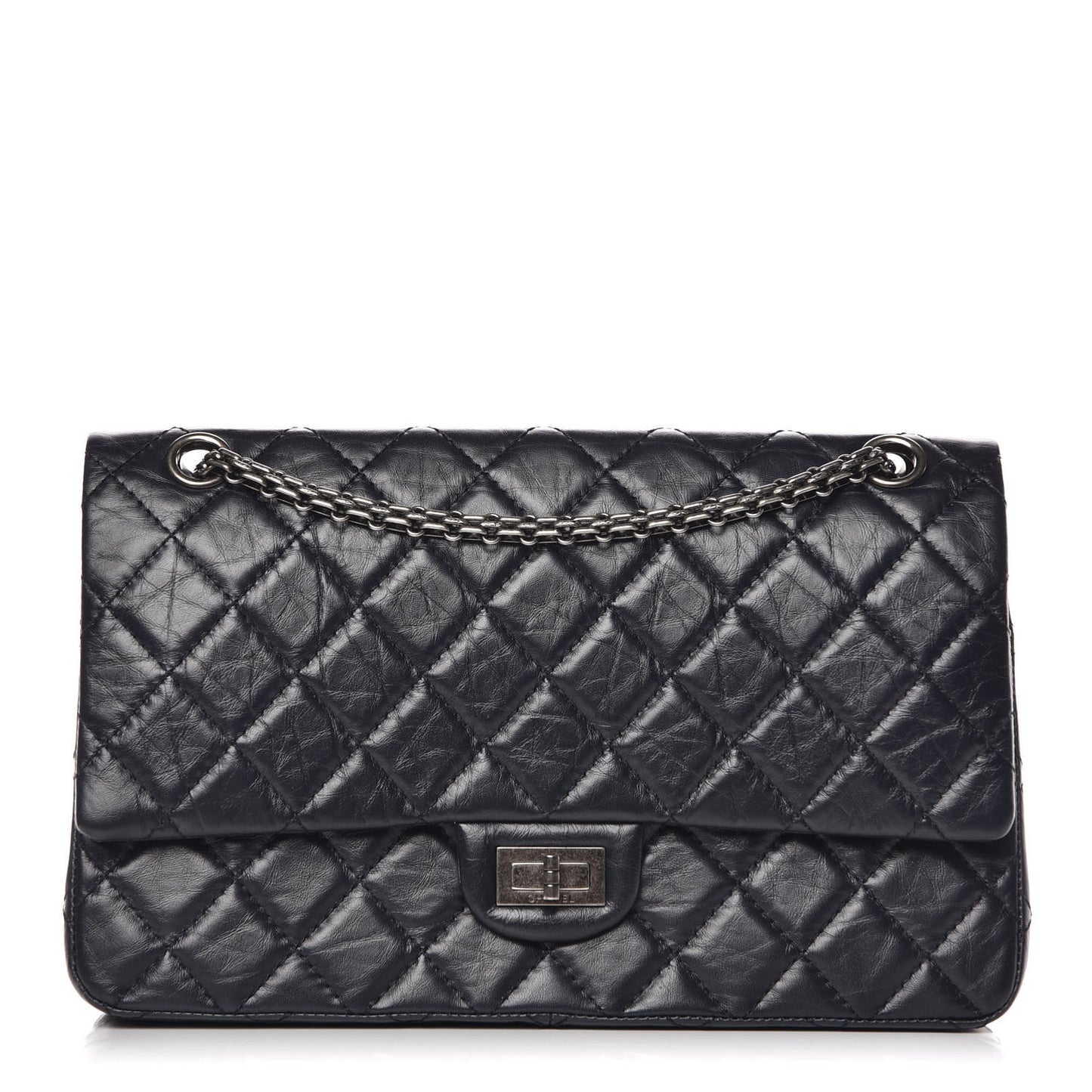 Aged Calfskin Quilted 2.55 Reissue 226 Flap Navy Blue