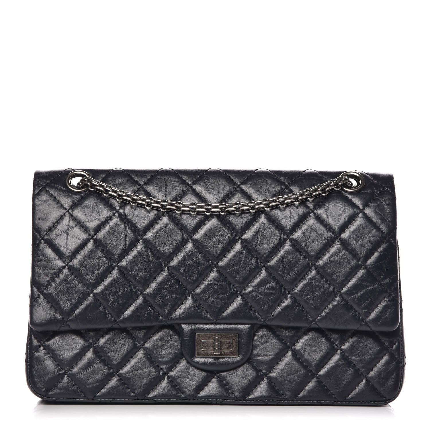 Chanel Aged Calfskin Quilted 2.55 Reissue 226 Flap Navy Blue 1 of 8