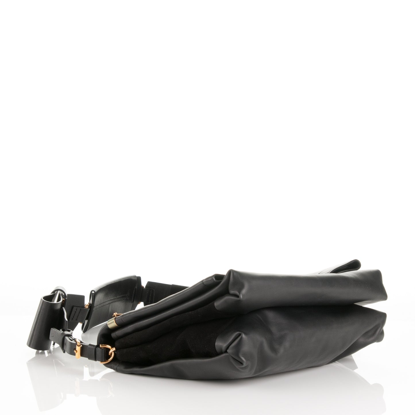 Calfskin Flap Shoulder Bag Black